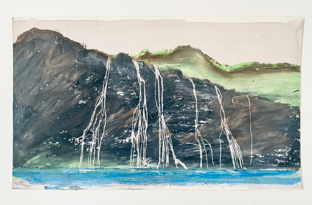 Northern romantic, Tekening in vetkrijt op papier, 21 x 10 cm 2021